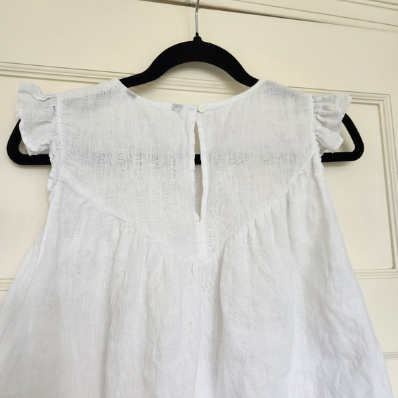 Linen Top Size Small White With Crochet Details And Ruffles - Picture 4 of 5